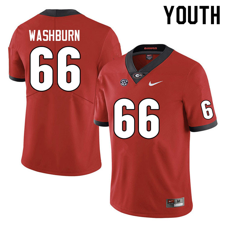 Georgia Bulldogs Youth Jonathan Washburn #66 Red Anniversary Stitched College UGA Football Jersey 23XL010AK